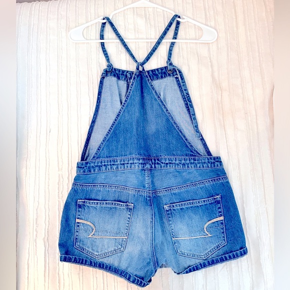 American Eagle Dark Wash Overalls Size Small - Picture 2 of 3